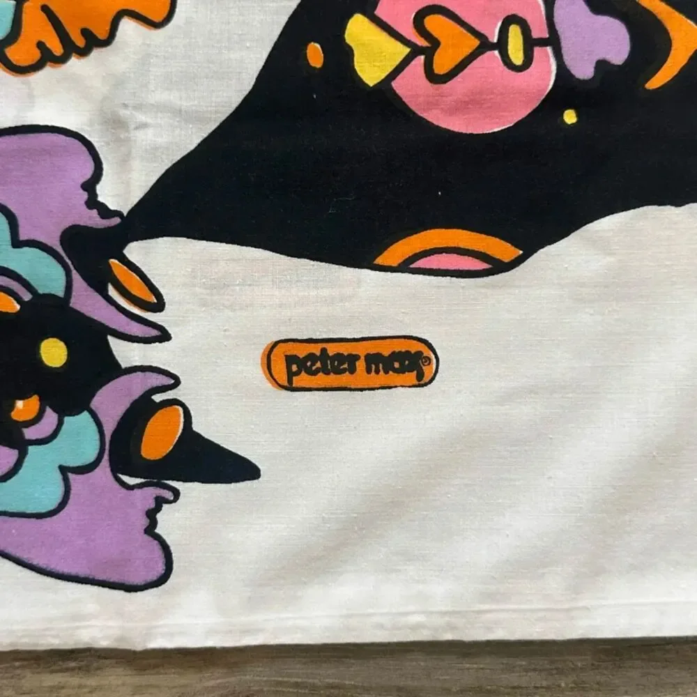 Vintage 1960s Peter Max Colorful Pyschedelic Pop Art Style Pillow Case NOS